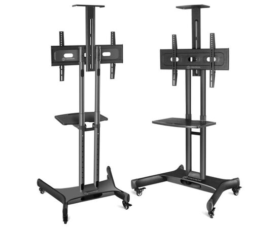  32-65" Мобильная стойка ONKRON TS1551 BLACK  от 200х200 до 400х600 наклон 0º поворот 0º макс нагр 45,5кг Высота 1200-1500мм, 