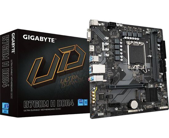  MB s1700 Gigabyte B760M H DDR4, Intel B760, 2xDDR4-3200 МГц, 1xPCI-Ex16, 2xM.2, Micro-ATX 