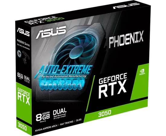  Видеокарта Asus Nvidia GeForce RTX 3050 (PH-RTX3050-8G-V2) PCI-E 4.0 8192Mb 128 GDDR6 1777/14000 HDMIx1 DPx3 HDCP Ret 