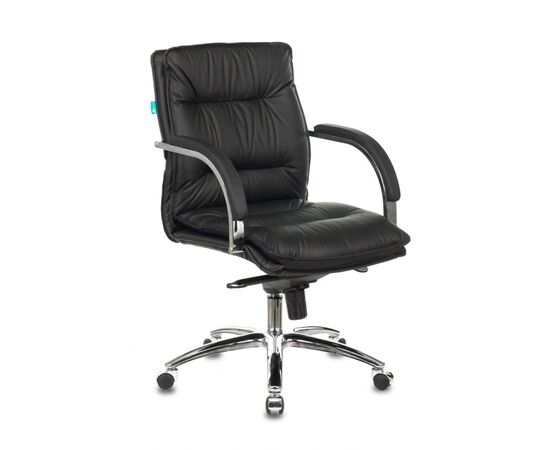  Кресло руководителя Бюрократ T-9927SL-LOW/Black низкая спинка черный кожа крестовина хром 