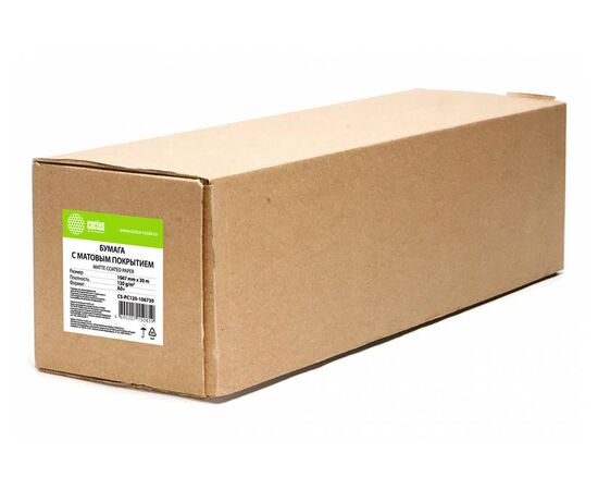  Бумага Cactus CS-PC120-106730 42"(A0+) 1067мм-30м/120г/м2/белый матовое универсальная (с покрытием) втулка:50.8мм (2") 