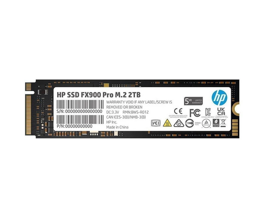  SSD HP FX900 Pro 2TB (4A3U1AA) M2 2280, PCIe Gen4 x4, NVMe, 3D NAND, 1200 TBW, Черный 