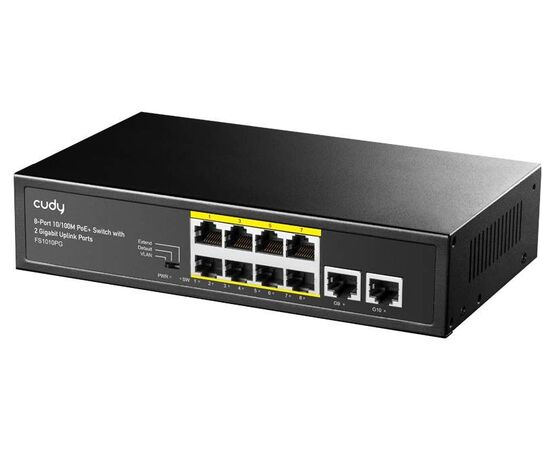  Коммутатор неуправляемый Cudy FS1010PG (L2) 8x100Мбит/с 2x1Гбит/с 8PoE+ 120W 