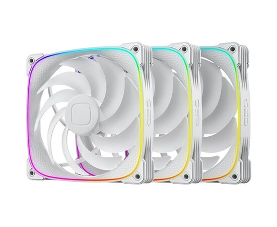  Комплект вентиляторов (3 шт.) Geometric Future Squama 2503W-14 Triple Pack (1F2503W314000) / 140mm, PWM, 2400 RPM, 91.15 CFM, 34.0 dBA, 5V ARGB, White 