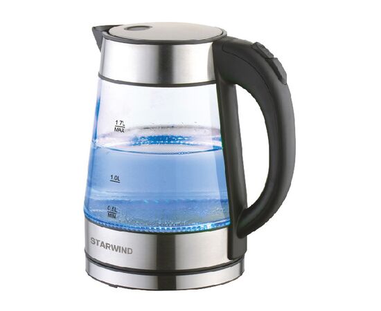  Чайник электрический Starwind SKG3311 1.7л. 2200Вт черный/серебристый корпус: стекло/металл/пластик 