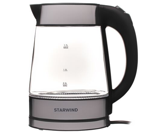 Чайник электрический Starwind SKG3311 1.7л. 2200Вт черный/серебристый корпус: стекло/металл/пластик 