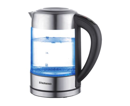  Чайник электрический Starwind SKG5213 1.7л. 2200Вт черный/серебристый (корпус: стекло) 