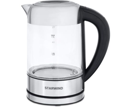  Чайник электрический Starwind SKG5213 1.7л. 2200Вт черный/серебристый (корпус: стекло) 