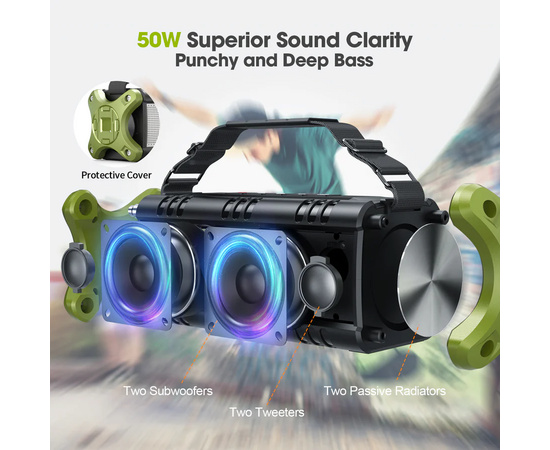  Портативная колонка W-King D8MIC (зеленый) 